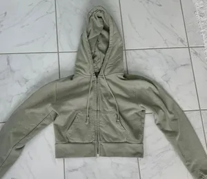 John Galt Green Cropped Zip Up Hoodie thumbnail 1
