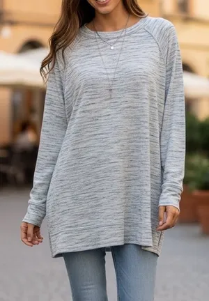 Aerie Marled Heather‎ Blue Gray Oversized Tunic Top Small Viscose Blend Soft thumbnail 1