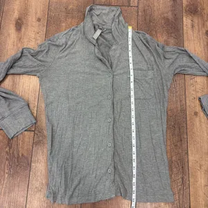 Skims Heather Gray Ribbed Modal Blend Long Sleeve Soft Lounge Sleep Top Size S thumbnail 6
