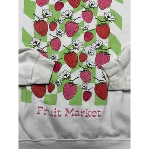 Golden Hour Strawberry Floral Fruit Market White Light Pullover Sweater Medium thumbnail 4