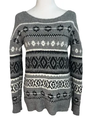 American Eagle Sweater Womens Sz S Fair Isle Nordic Cotton Wool Cabin Ski‎ Cozy thumbnail 1