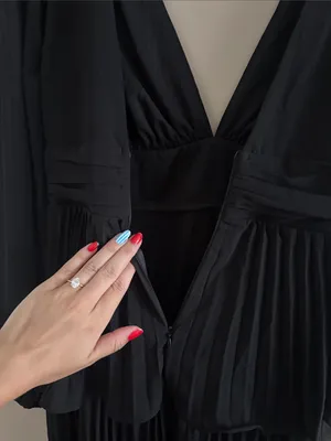 Lulus Graceful Finesse Black Pleated Long Sleeve Maxi Dress Size small Formal thumbnail 8