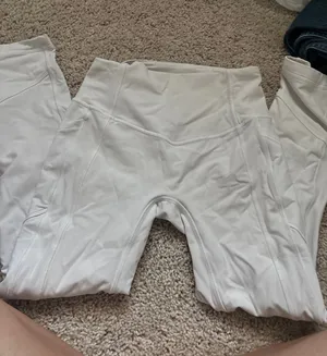 White High Waisted Leggings Lululemon Pockets Athletic Yoga Pants Gym Tights 4 thumbnail 1