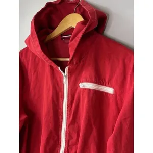 Brandy Melville John Galt Cotton Red Zip Up Jacket Hooded Windbreaker thumbnail 4