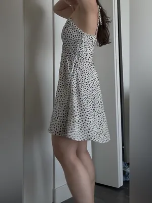 Francesca's Cream and Black Polka Dot Tie-Shoulder Sundress thumbnail 3