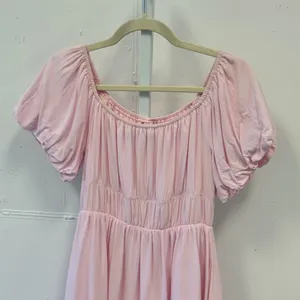Fashion Pink Puff Sleeve Smocked Waist Mini Dress Cottagecore Pockets Small thumbnail 6