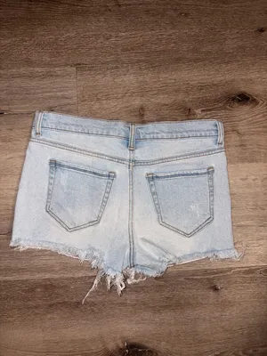 rag & bone Pale Blue Frayed Hem Denim Shorts thumbnail 2