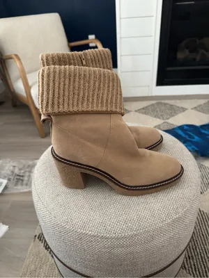 Steve Madden Cashmir Bootie Womens 9.5 Suede Knit Block New thumbnail 5