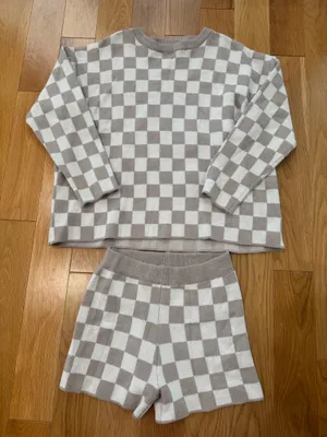 Pink Lily Checkered Sweater Knit Set thumbnail 1