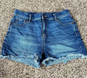 LOFT Distressed Denim Jean Shorts in Blue Waist 27 thumbnail 1