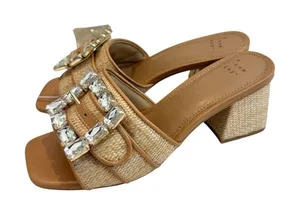 A New Day 10 raffia embellished buckle block heel sandal 3640 thumbnail 1