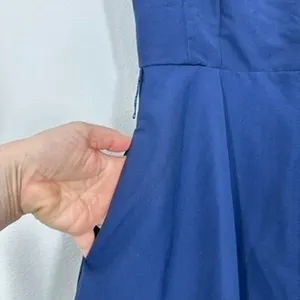 Julia Jordan Size‎ 4 Navy Blue Midi Dress Square Neck Sleeveless Feminine Fall thumbnail 3