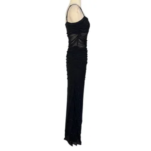 AFRM Jennan Rhinestone Illusion Maxi Dress Mesh Mid Section Black Size M thumbnail 7