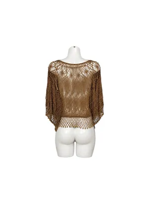 The Bead Metallic Crochet Shrug Capelet Bronze Boho Ren Fest Beaded NWT Y2K thumbnail 4