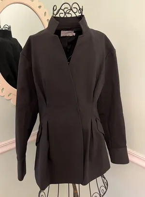Rebecca Minkoff Black‎ Amber Black Wrap Jacket Blazer size 6 Small Collared thumbnail 1