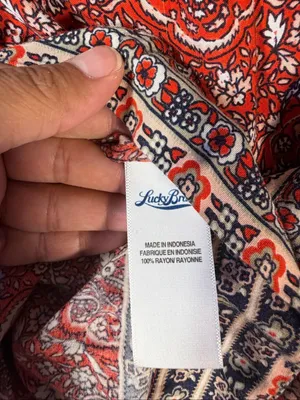Lucky Brand Size XS Orange Paisley Wrap Dress Boho Western Long Sleeve Tie Waist thumbnail 11