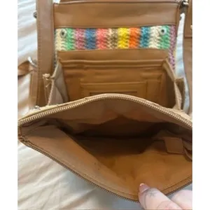 Rosetti Multi Color Striped Woven Crossbody Bag Tan Organizer Purse thumbnail 7