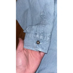 Vintage foxcroft denim/ chambray button with safari embroidery zoo denim animals thumbnail 5
