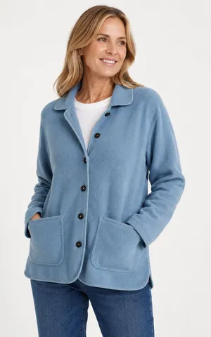 LL Bean Teal Blue Fleece Chore Coat Jacket Womens M Fall Casual Workout Barncoat thumbnail 1