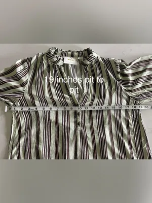 Maeve by Anthropologie Mint Green Striped Long Sleeve Boho Blouse thumbnail 4