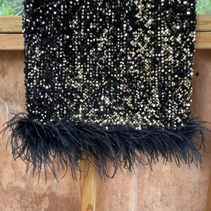 Milly Elle Gold Sequin Feather Hem Party Dress Size 4 thumbnail 6