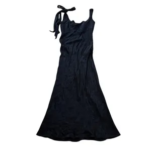 AQUA x Liat Baruch Floral Silk Jaquard Maxi Dress Tie‎ Shoulder Black XS thumbnail 5