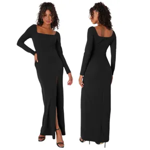 Lulus Regal Stunner Black Long Sleeve Corset Maxi Dress size XL NWT thumbnail 2
