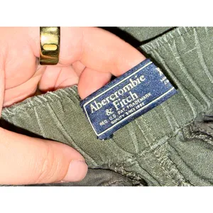 Abercrombie & Fitch Olive Green Linen Blend Pull On Wide Leg Pants Women Size XS thumbnail 4