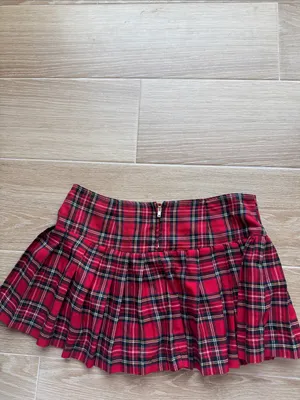 Tripp nyc SET Mini Skirt and Top Plaid Red Black Corset lace up pleated thumbnail 8