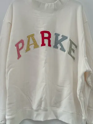 PARKE Summerland Mockneck Varsity Sweatshirt NEW Multi Colored White XXL thumbnail 2