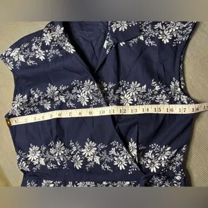 Tommy Hilfiger Women's Size M Navy Floral 100% Cotton Wrap Dress Midi Sleeveless thumbnail 12
