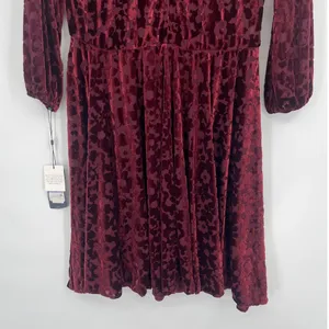 Tommy Hilfiger Burnout Velvet Dress Sz 6 Whimsigoth Burgundy Sheer Romantic Goth thumbnail 10