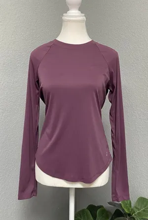 Al1ve Activewear Top Plum Ash Purple Mesh Panel Long Sleeve Pullover thumbnail 1