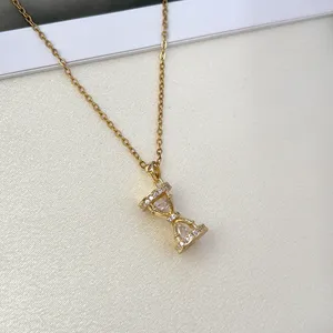 CZ Hourglass Pendant Necklace for Women thumbnail 2