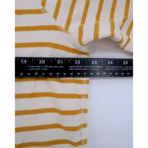 Mile(s) by Madewell Sweatshirt Womens Medium Yellow Ivory Striped Raglan Sleeve thumbnail 9