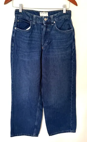 We The Free Blue Button Fly Wide Leg Cropped Jeans Boho Denim Sz 24 thumbnail 1