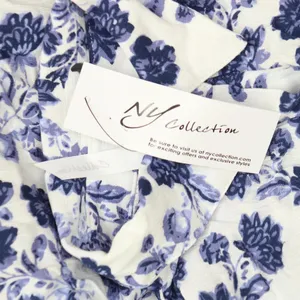 NWT Ny Collection 3/4 Sleeve Crinkle Tiered Maxi Dress White Navy Floral PS thumbnail 4