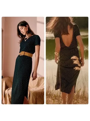 SEZANE Luce Dress ~ Black Ecru Polka Dots Small thumbnail 14