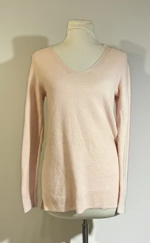 GAP Womens Small Soft Pink Textured V-Neck Pullover Sweater Long Sleeve thumbnail 1