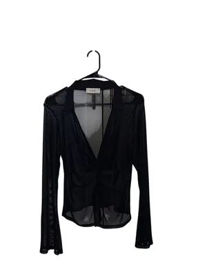 Skönhet Sheer Mesh Flare sleeve Cuff Low-Cut Cover Up Top whimsigoth y2k 90s thumbnail 3