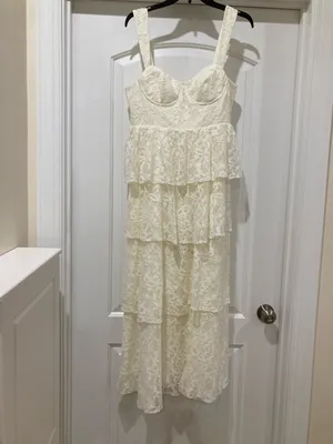 Yumi Kim Cream Tiered Lace Maxi Dress thumbnail 6