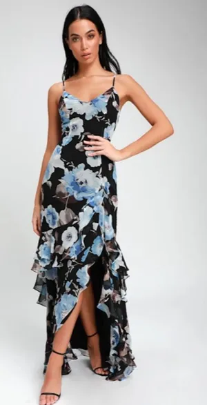 LULU's Sexy Floral Flowy Prom Wedding Sophisticated Chic Elegant Resort Maxi thumbnail 1