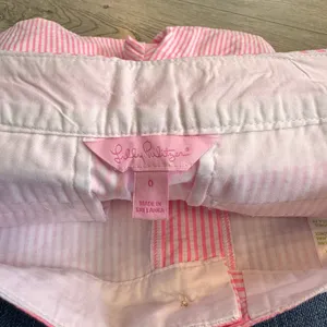 Lilly‎ Pulitzer Seersucker Callahan Shorts Lobster Applique Pink Cosmo Striped 0 thumbnail 3