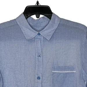 UGG Button Up Shirt‎ Size XS Blue Check White Back Stretch Roll Tab Sleeves thumbnail 2
