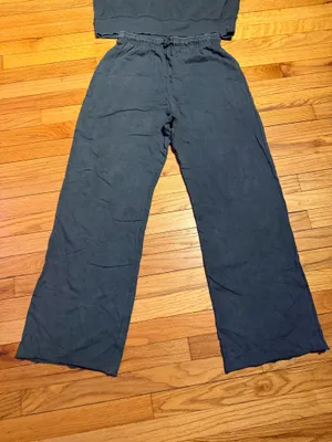 NWOT Zara Lounge Matching Set shirt/pants drawstring Coord top Sz S/M charcoal thumbnail 3