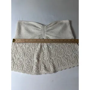 American Eagle Women XL Cream Crochet Strapless Tube Top Pointelle Cutout NEW thumbnail 7