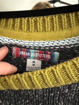 Urban Outfitters Striped Crewneck Sweater in Light Blue, Charcoal and Olive thumbnail 2