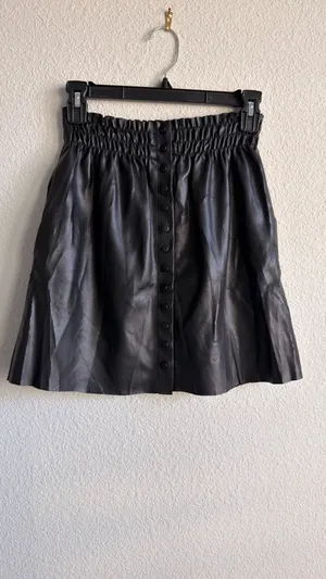 Zara black faux leather button front mini skirt size small thumbnail 5