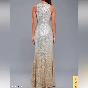 Lulus Infinite Dreams Ombre Sequin Trumpet Maxi Dress Gown Gold/Silver thumbnail 2