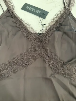 Rachel Zoe Chocolate Lace-Trim Satin Camisole thumbnail 3